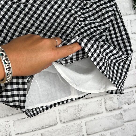 LuLu’s Collegiate Class Black and White Gingham Mini Skirt Country Farmhouse - Picture 4 of 10